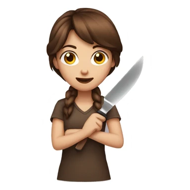 brown hair girl holding knife emoji sticker
