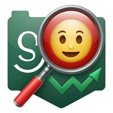 Create a clean emoji-style icon representing “Challenge Review”.Include a document with a red warning symbol, a magnifying glass overlay of dark green color, and a small refresh arrow. sticker