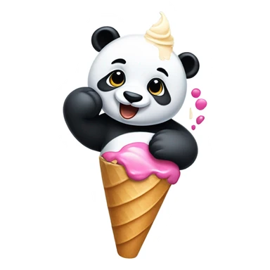 Panda eating ice cream sticker