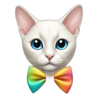 white siamese cat wearing a colorful bowtie sticker