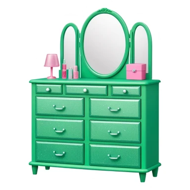 barbie dresser green with glitter sticker