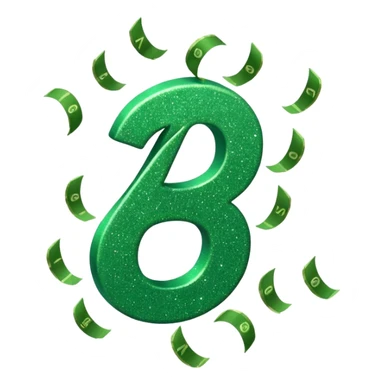 Green glitter money falling number 7 sticker