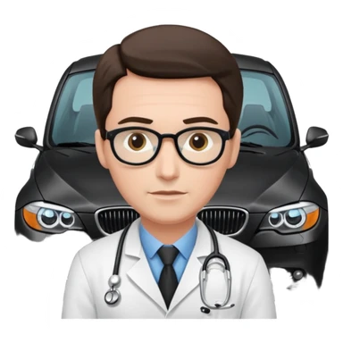 schwarzer BMW mit Arzt im Auto sticker