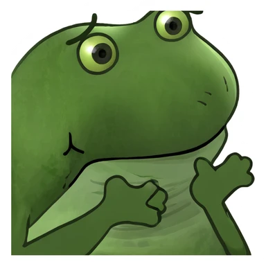 pepo the frog with hands on cheeks, surprised sticker
