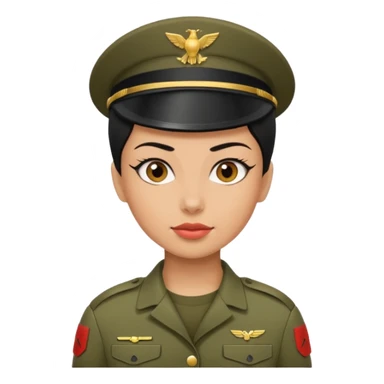 female soldier black hair style sticker