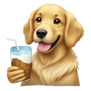 Golden retriever drinking coconut sticker