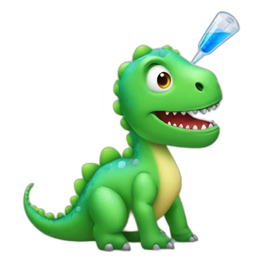 cold and fever dinosaur with thermometer sticker