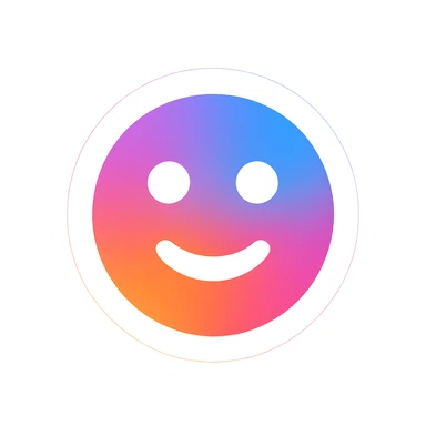 Frame 1: Colorful gradient background with smiley face, no grid lines (keyframe for morph animation) sticker