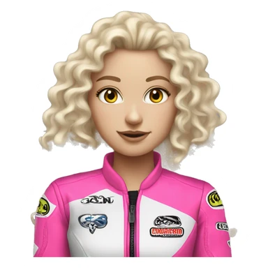 White Girl curly hair motocross pink sticker
