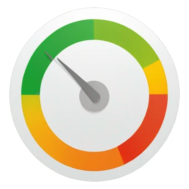 credit score graphic with green yellow orange red dial and numbers sticker