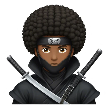 a ninja with an afro hair style and his black skined sticker