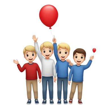 5 white kids letting one ballon go sticker