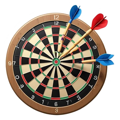 A dartboard with darts firmly stuck in the bullseye, surrounded by the colorful sections of the target. The background conveys a competitive atmosphere, with a subtle focus on precision and skill in the game of darts. sticker