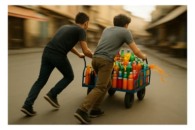 endi shu aravani bir balonchasi singan aka uka esa u ni yonida turganini yuzini ko'rsatmasdan tasvirla sticker