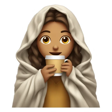 girl inside a blanket sipping coffee eyes closed sticker