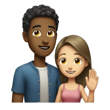 Young man giving a hand to a young woman sticker