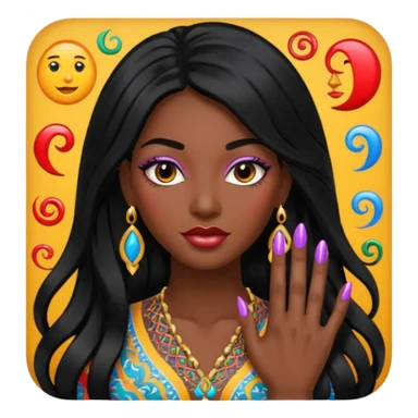 nail art black woman long hair sticker