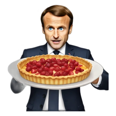 emmanuel macron mangeant une tarte sticker