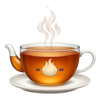 hot Brown tea in a tea cup sticker