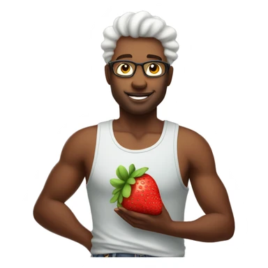 cloudwatching in tank top holding a strawberry sticker