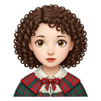 brunette curly woman wearing scottish traditional clothes sticker