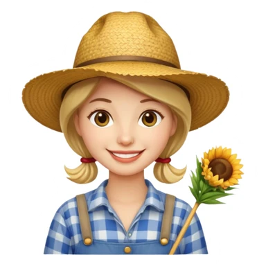 farmer woman with straw hat sticker