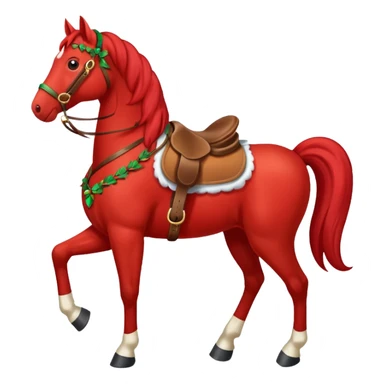 Christmas red horse with a full-length sticker
