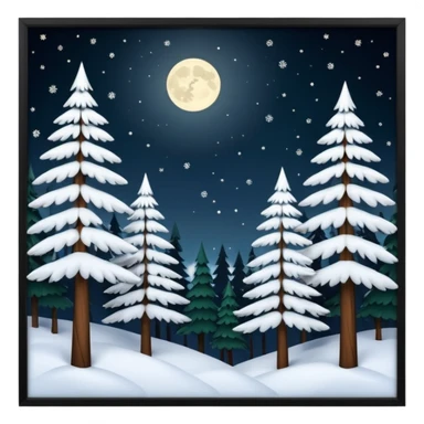 Beautiful snowy night forest sticker