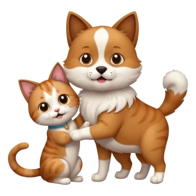 een hond met een kat sticker