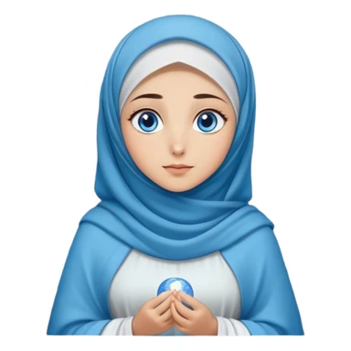 Turkish beautiful finish Konya girl blue eyes with moon hijab dress and watching the moonlight sky on the ground  sticker
