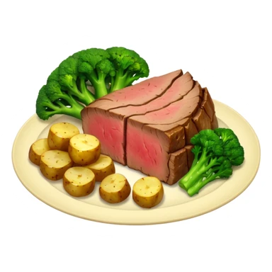 classic British 'meat and two veg' meal: a slice of roast meat with two vegetables sticker