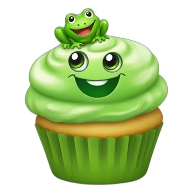 Happy bright green cupcake with a frog face on top sticker