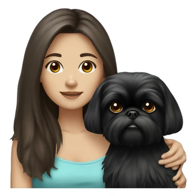 brunette girl and black shih tzu sticker