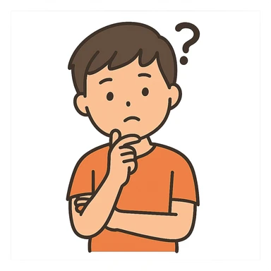 a simple 2d illustration of a boy thinking sticker