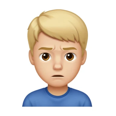 school student boy, light hair, irritated and showing dislike, saying something sticker