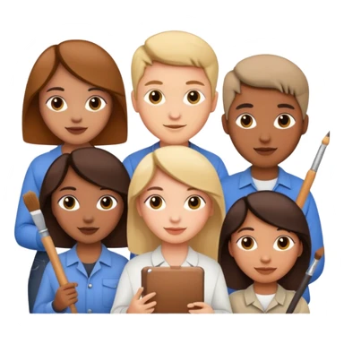 group of designers with art tools, friendly vibe sticker