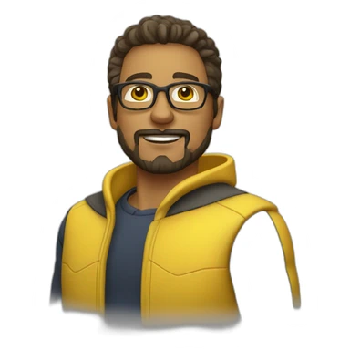man yellow jacket nerd glasses and goatee sticker