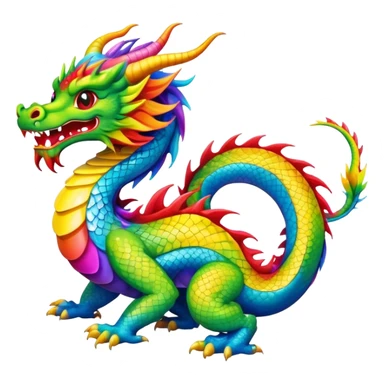 A rainbow colored Chinese dragon sticker