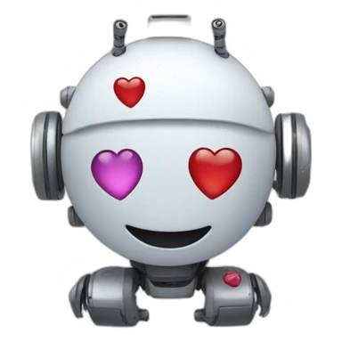 smiling robot with hearts around sticker