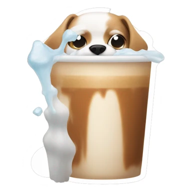 dog with an iced latte aesthetic sticker