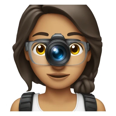 Brunette holding a camer sticker