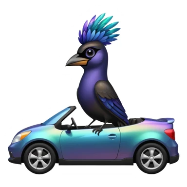 Grackle driving a car sticker