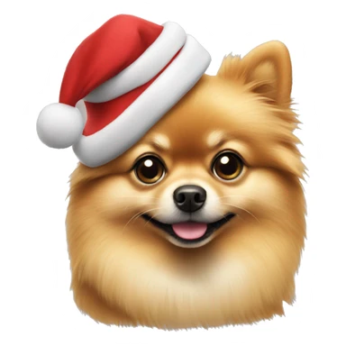 Pomeranian wearing a Christmas cap  sticker