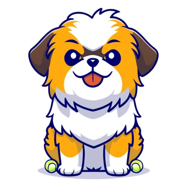 Shih Tzu with a tenis ball sticker