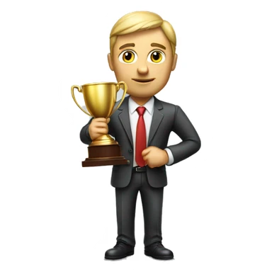 Photorealistic serious businessman with trophy in his hand sticker