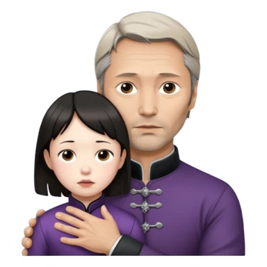mads mikkelsen holds asian girl by the neck sticker