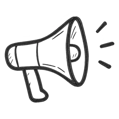 megaphone icon, bold lines, modern icon style sticker