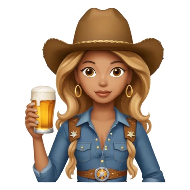 beyonce with cowboy hat on & beer in hand  sticker