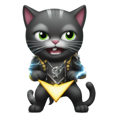 Heavy metal cat with lightning giltar sticker