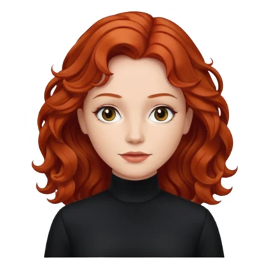 Julia Grant from Summer of Fear with medium red wavy hair, black outfit sticker